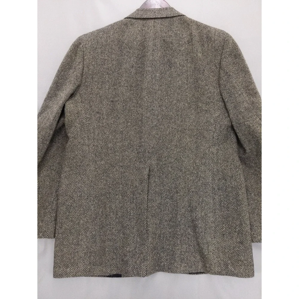 Vintage Herringbone Blazer‎ Mens Size L Gray Brown Wool Tweed Sport Coat - Picture 6 of 11